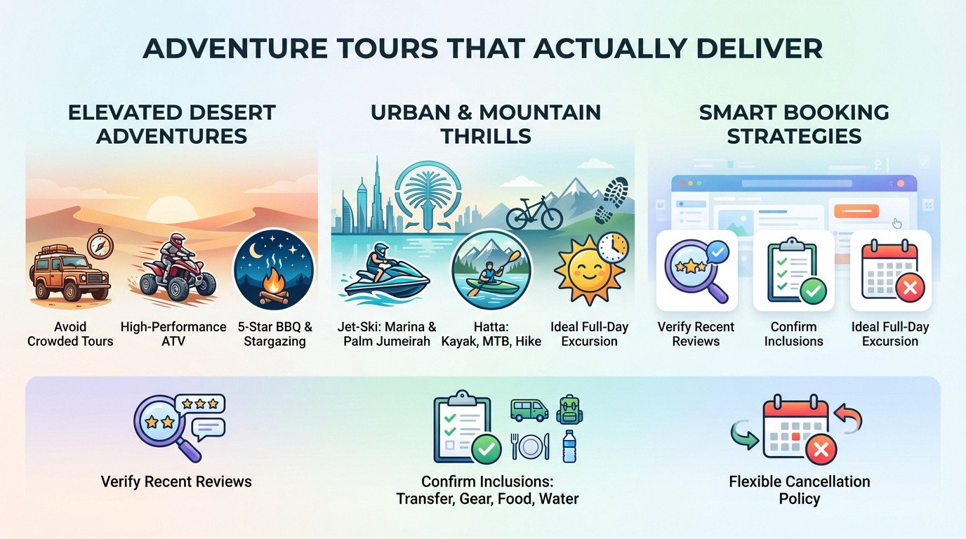 Vintage Land Rover driving through Dubai desert dunes during a premium safari tour