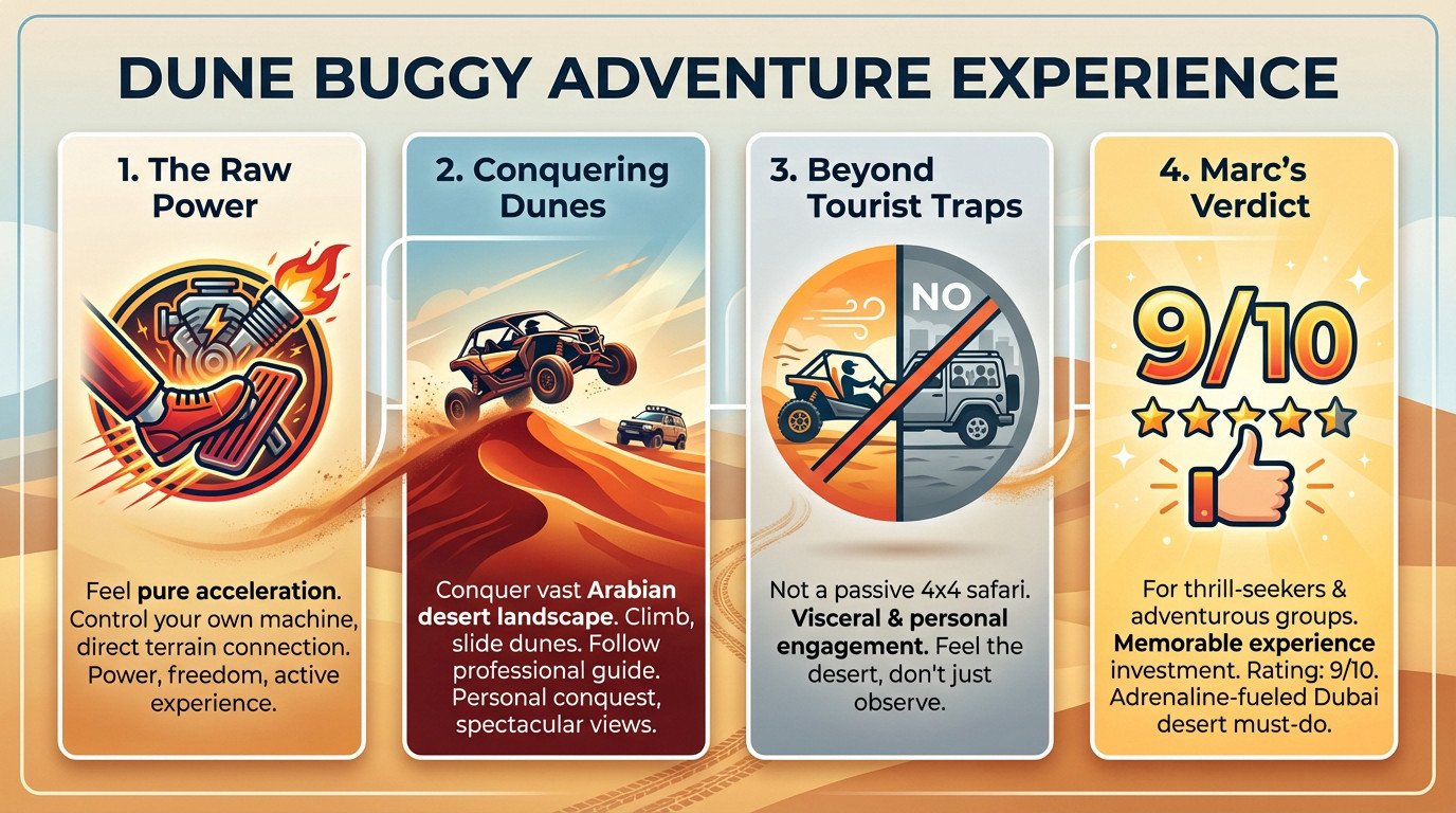 Powerful dune buggy safari dubai vehicle climbing a red sand dune